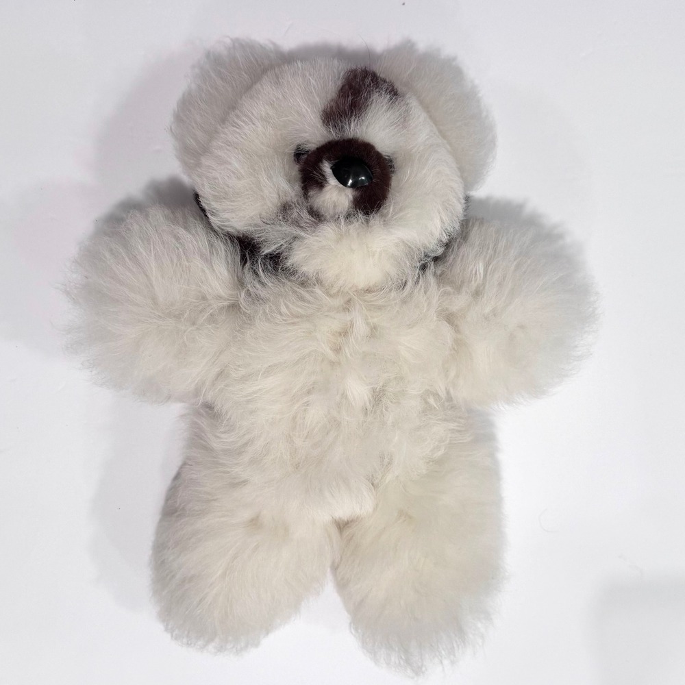 Alpaca teddy bear brown and white super soft fluffy heirloom gift collectible